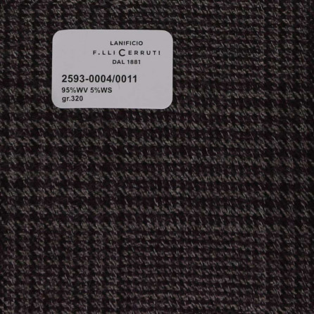 2593-0004/0011 Cerruti Lanificio - Vải Suit 100% Wool - Đen Trơn